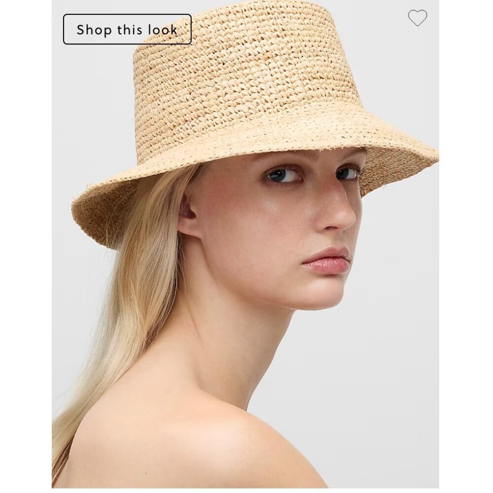 J.Crew Womens $70 Raffia Bucket Hat Size M/L AY699